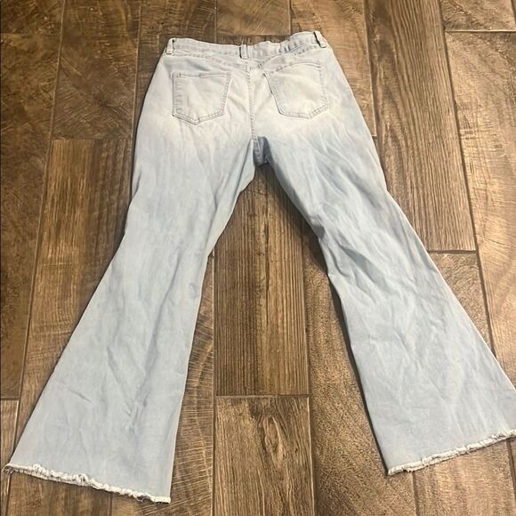 YMI Blue Flare Wide Leg Jeans with Distressed Details - Picture 2 of 3